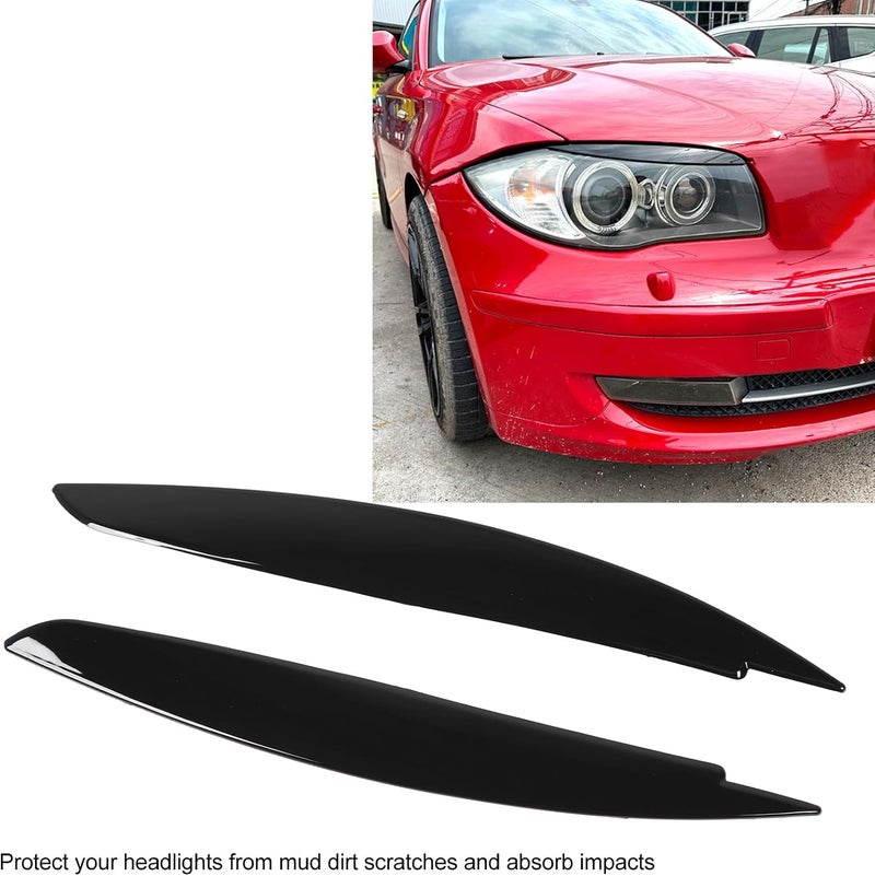 DAUZ Headlight Eyebrow Trim, Headlight Eyelid Trim Left Right Perfect Match Durable for 1 Series E81 E82 E87 E88 (Glossy Black) - Image 2
